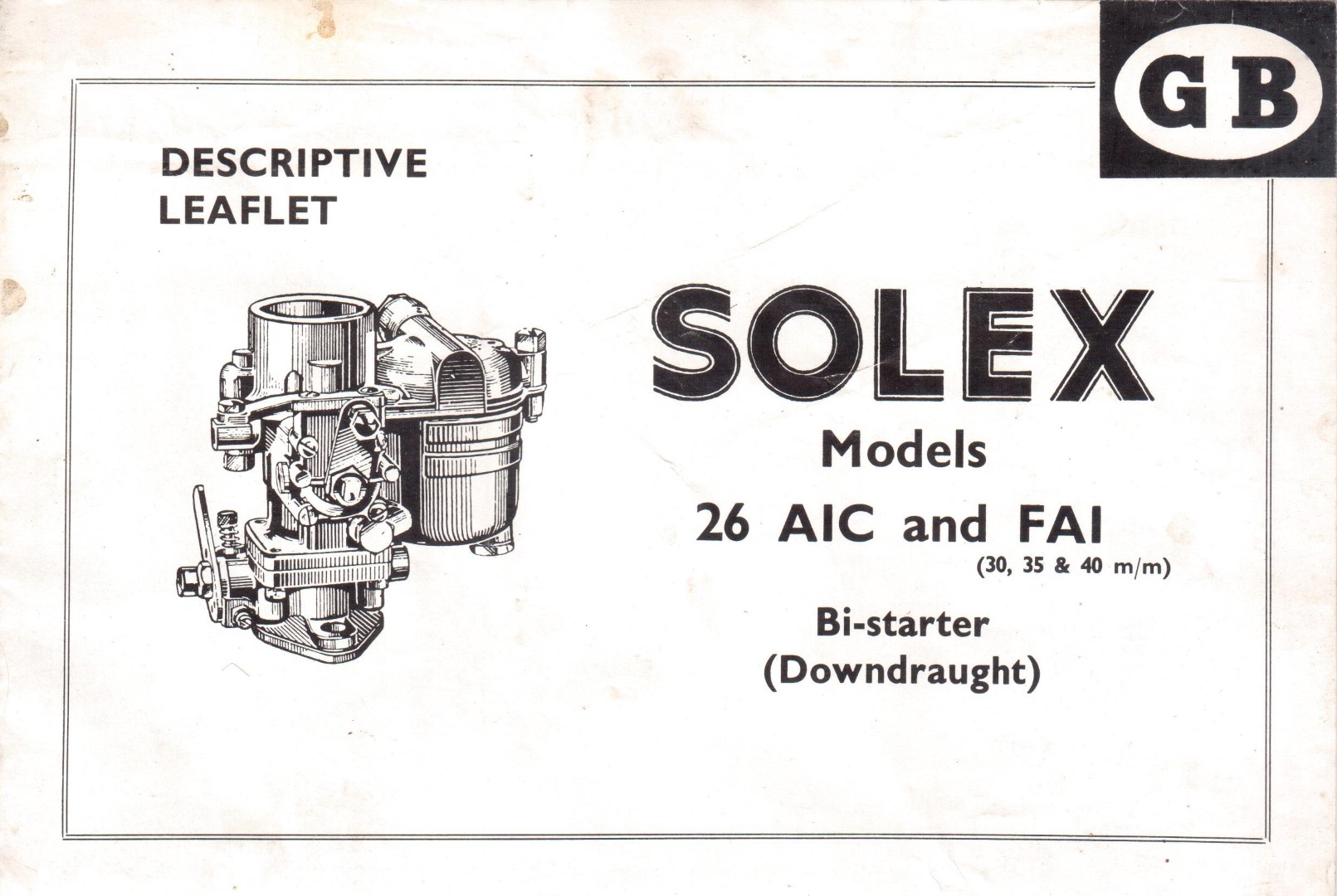 Solex Carburettor Information for 30's and 40's Standards Standard